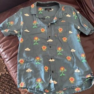 ROARK with smiling happy sun flowers cloud shirt